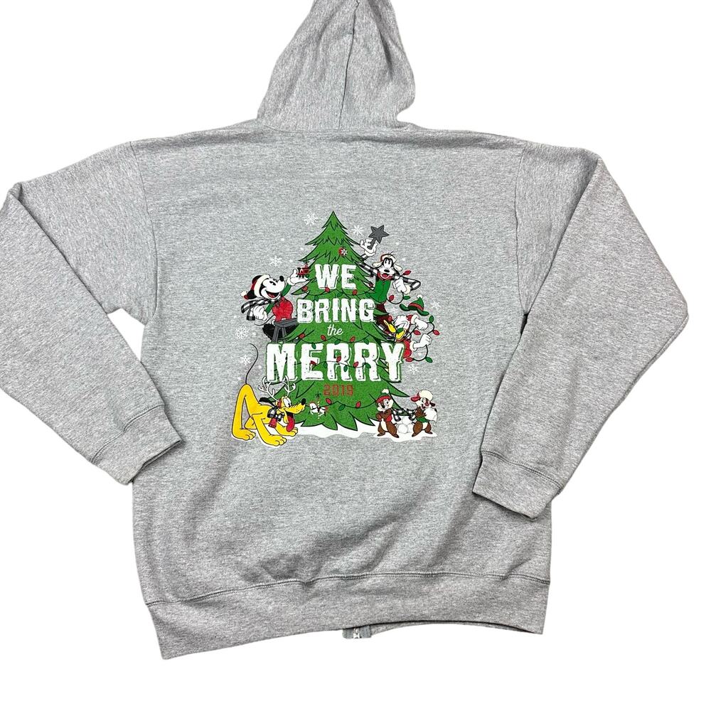 Disney Parks Zip Hoodie Unisex Medium Grey Excellent 2019 Christmas Disneyland